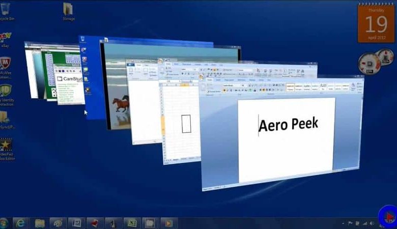Windows con Aero Peek su Windows
