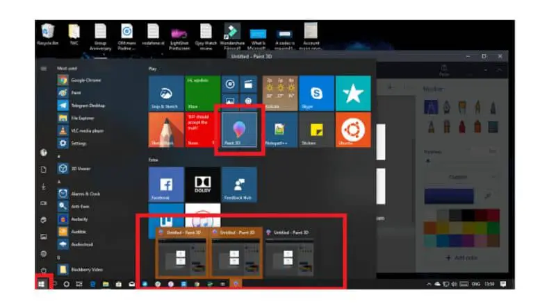 App del menu Start di Windows 10
