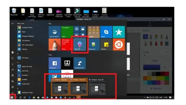 App del menu Start di Windows 10