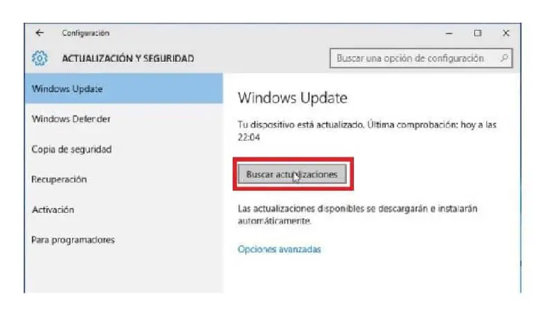 Finestra di aggiornamento di Windows 10