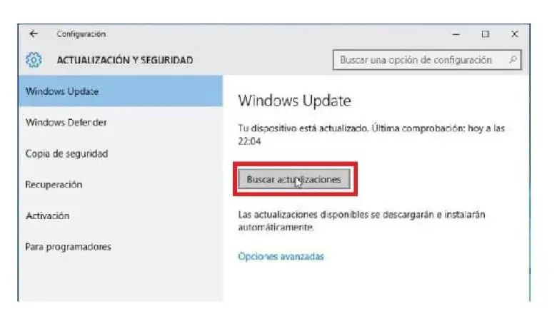 Finestra di aggiornamento di Windows 10