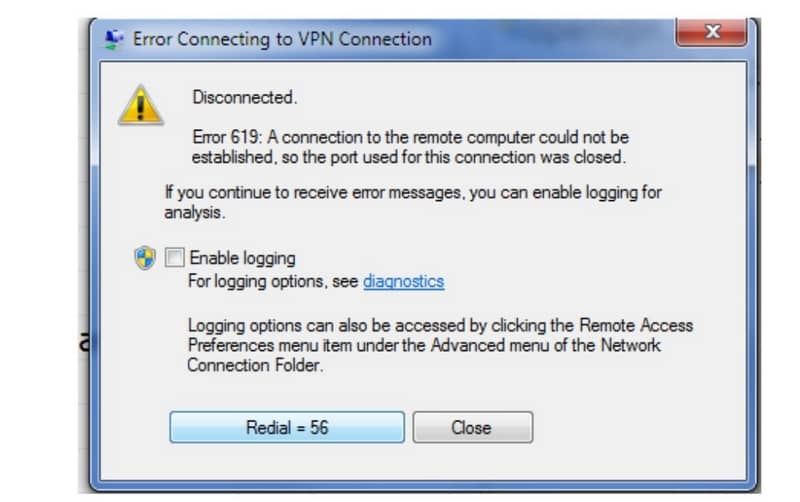 Errore di connessione VPN