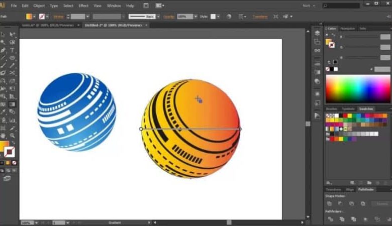 gradiente nella tavola da disegno Adobe Illustrator CC