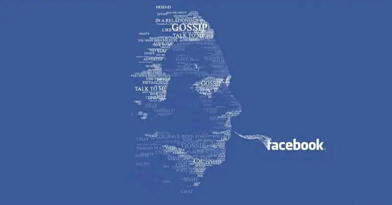 Logo di Facebook, uomo esposto alle intemperie