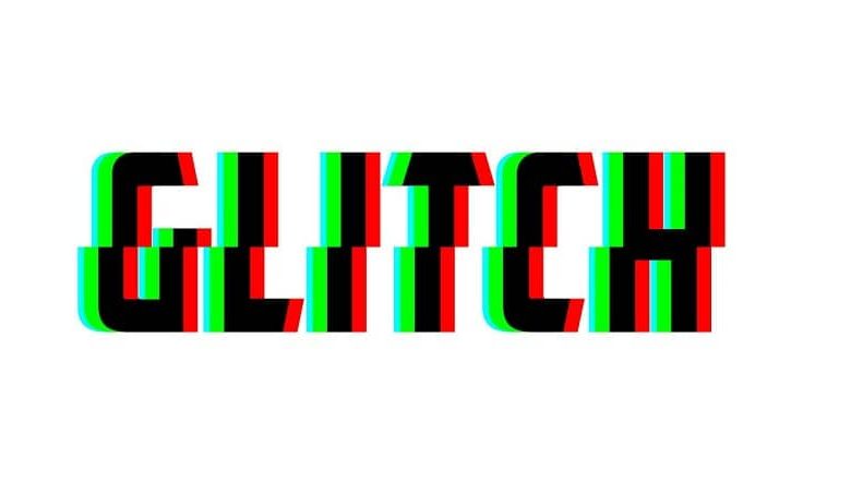 glitch su sfondo bianco