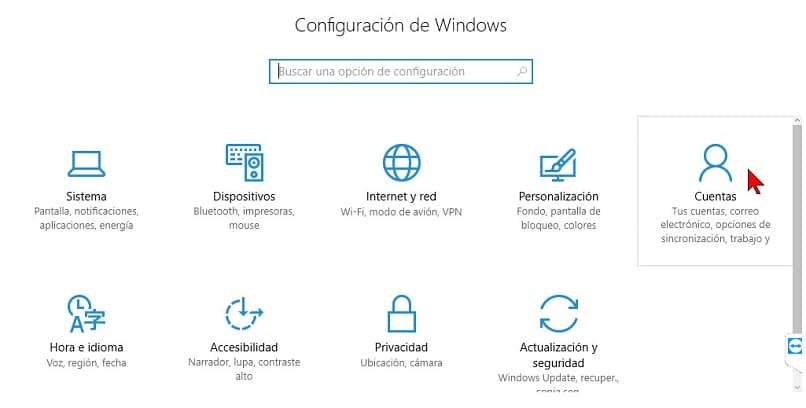 Menu delle impostazioni di Windows 10