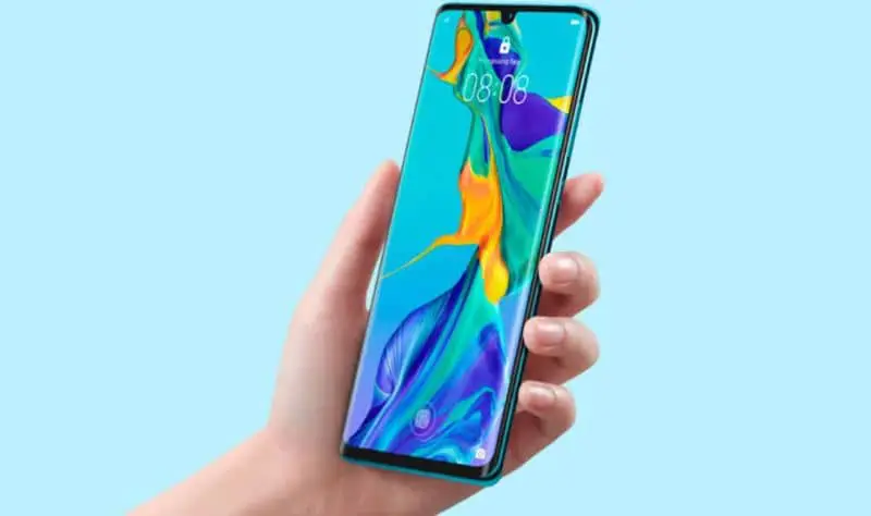 Cellulare Huawei, sfondo blu
