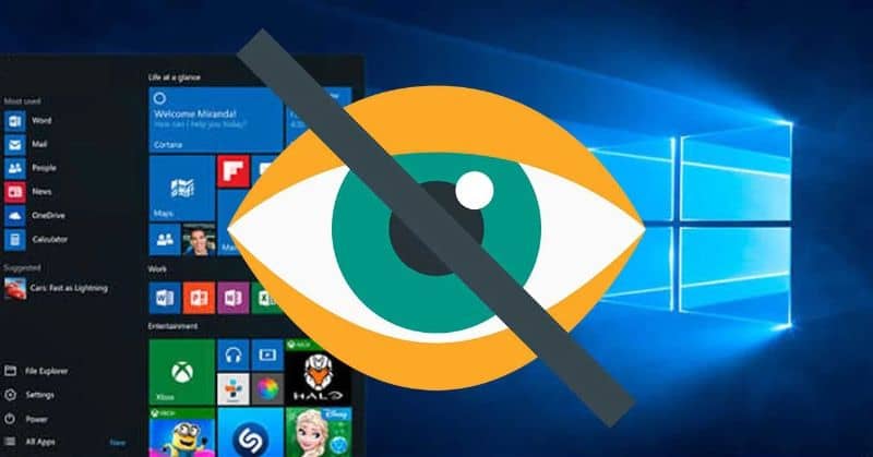 Nascondi programmi in Windows 10