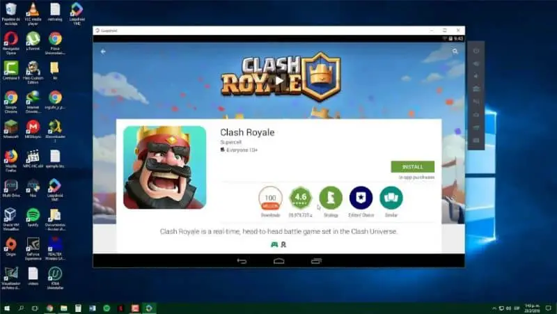Schermata del PC dell'applicazione Clash Royale