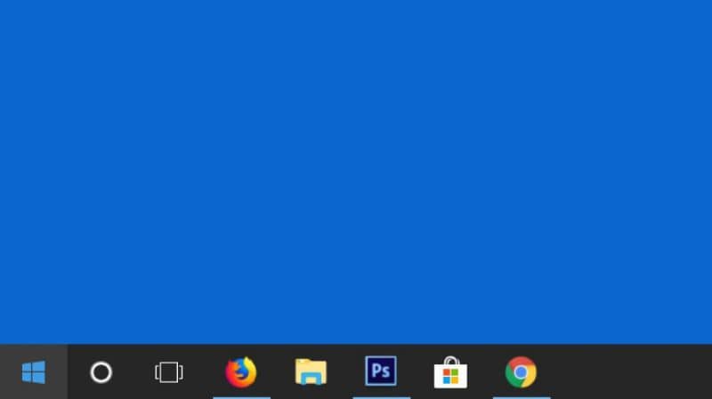 Schermata della barra delle applicazioni di Windows 10