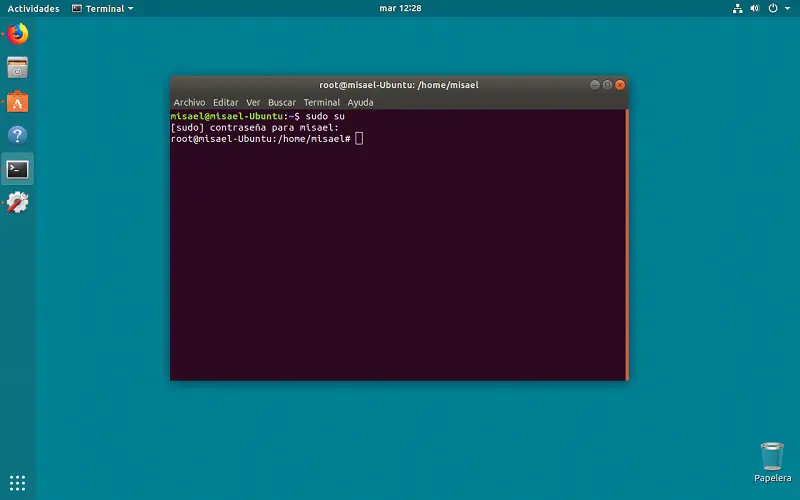 Schermata del terminale sul sistema Ubuntu
