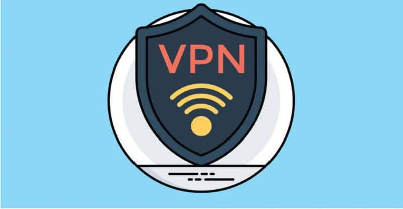 Logo VPN, sfondo blu 