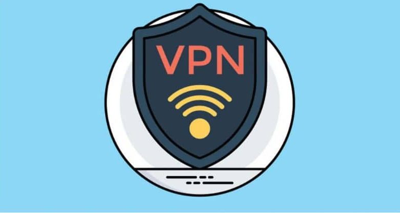 Logo VPN, sfondo blu