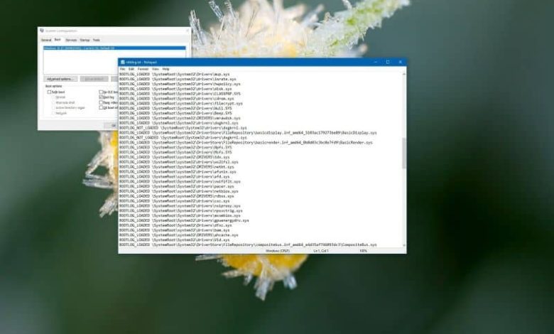 desktop e finestra che attivano il Boot Log sullo schermo del PC