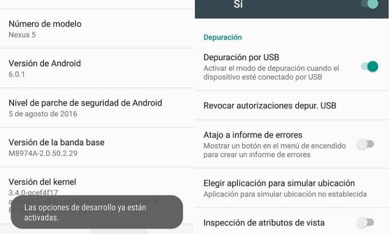 configurazione per attivare il debug USB in Android