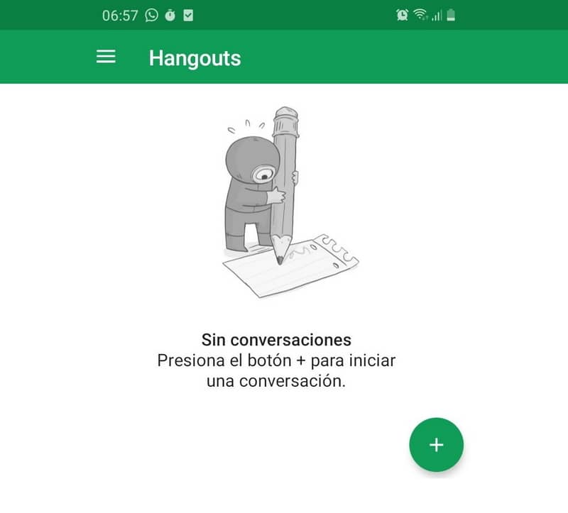 Interfaccia dell'applicazione di Google Hangouts