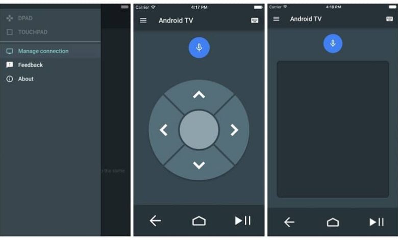 telefono cellulare dell'app di controllo di Android TV