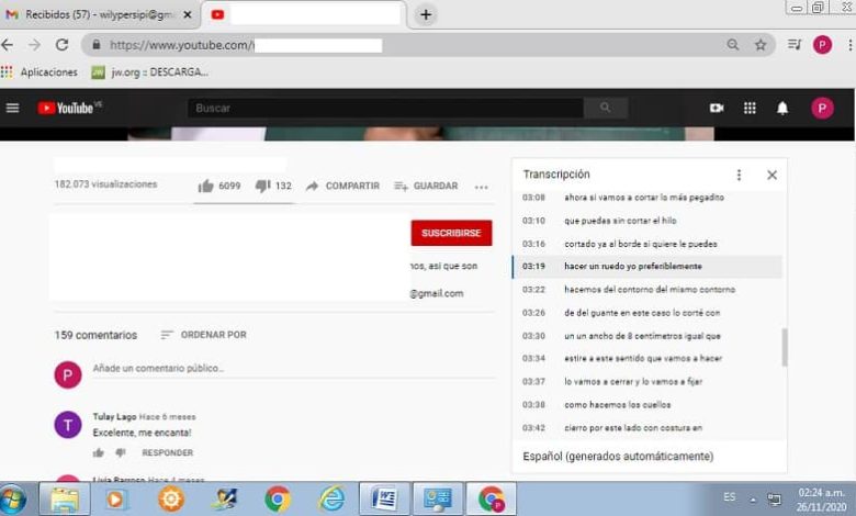 esempio di trascrizione da youtube