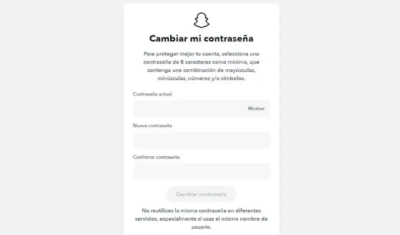 cambia password snapchat
