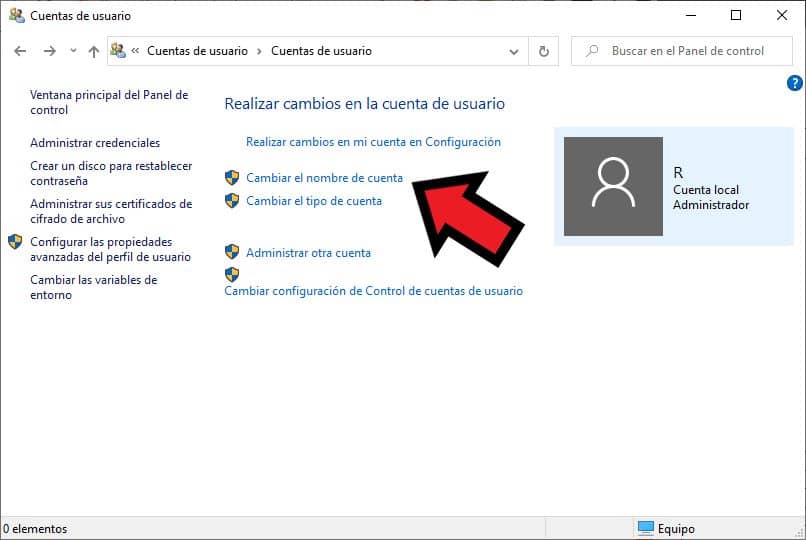 cambia nome utente windows 10