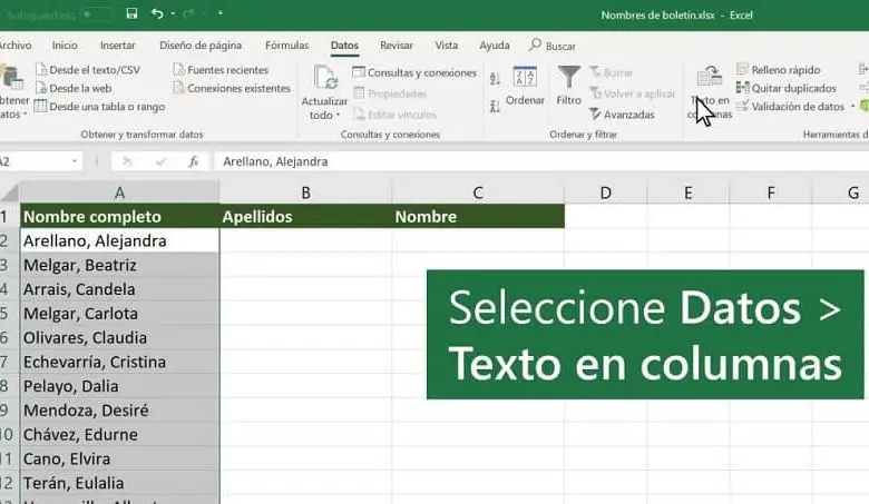 colonne excel