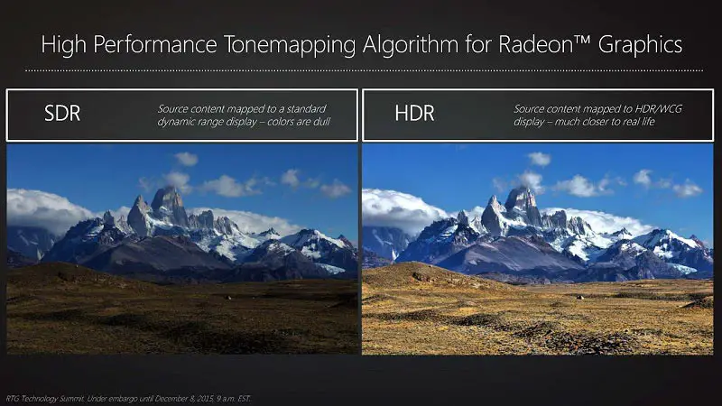 confronto tra immagini SDR e HDR con foto di paesaggio