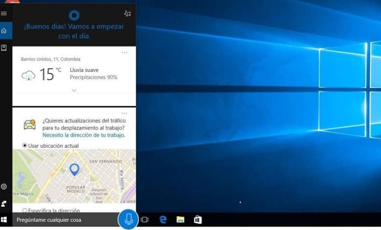avvia Windows 10 dove puoi vedere le opzioni di configurazione di cortana