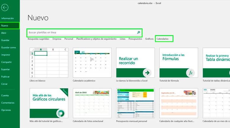 creare calendario in excel