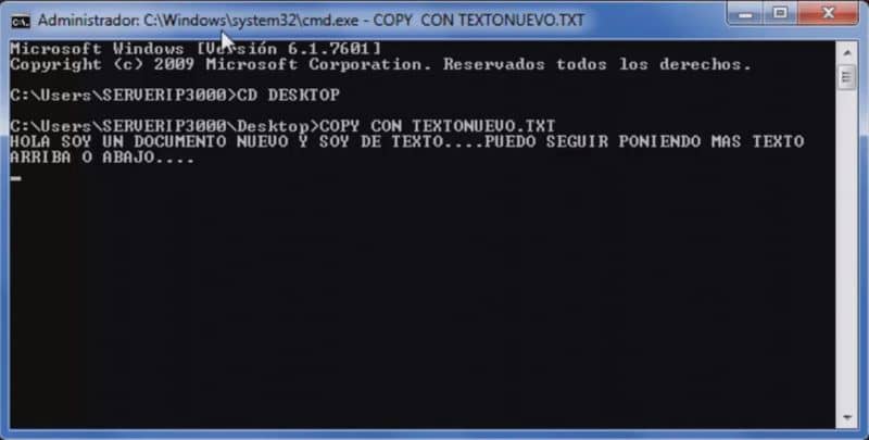 creare un file txt CMD