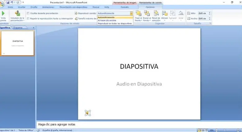 diapositiva powerpoint audio