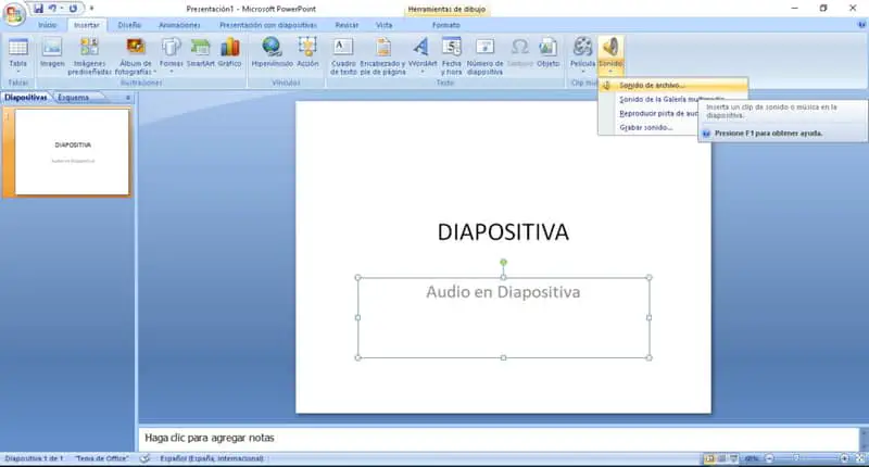 diapositiva powerpoint audio