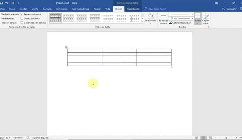 disposizione della tabella in word