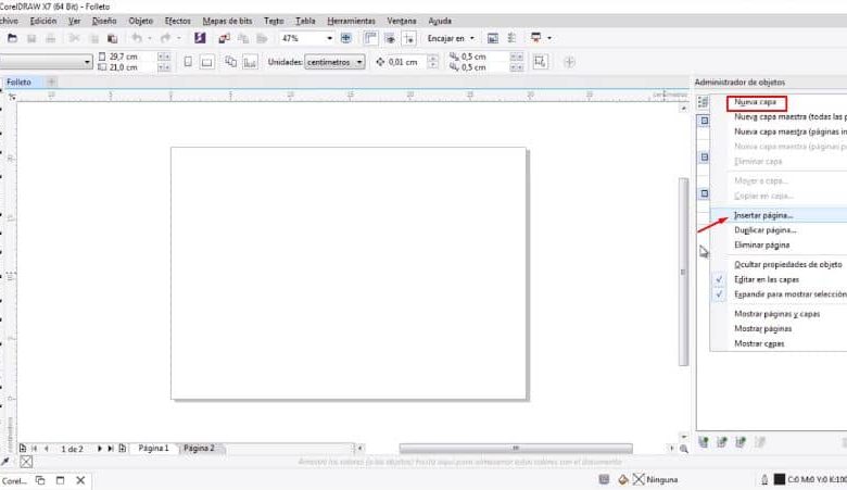 documento bianco freccia corel draw