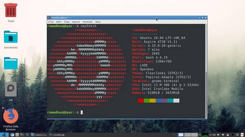 applicazione del programma neofetch in linux ubuntu