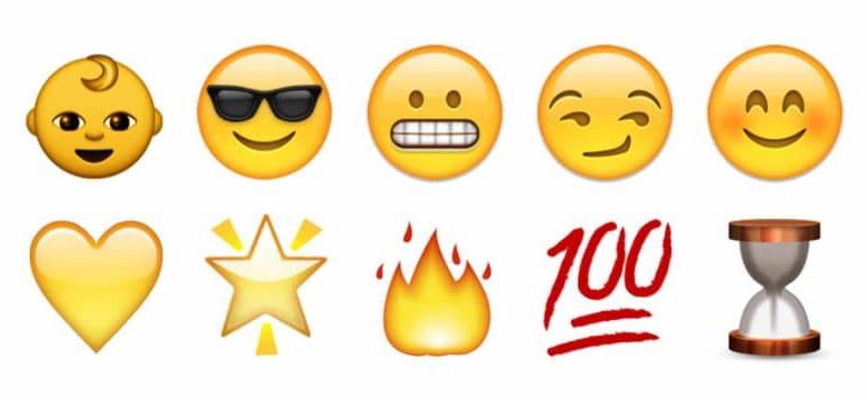 emoji baby star clessidra occhiali arrossati 100 cuore fuoco