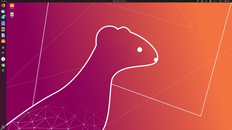 desktop ubuntu con programmi e sfondi sfumati