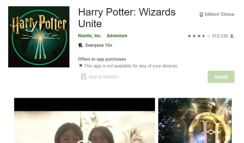 Harry Potter Wizards Unite Play Store