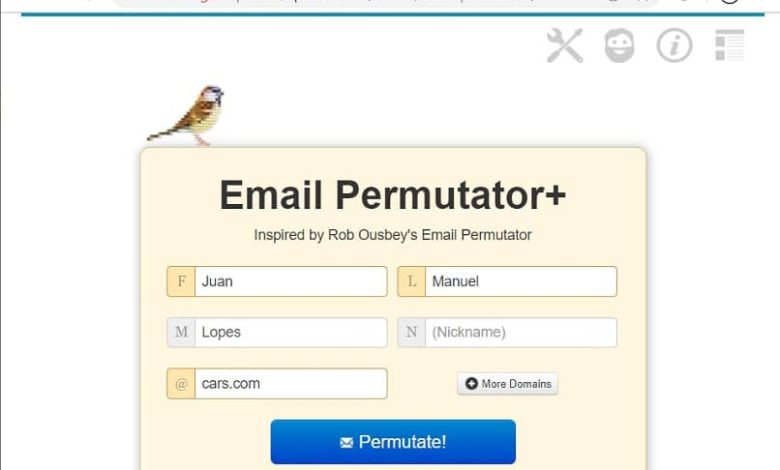e-mail del generatore di permutatori di posta elettronica