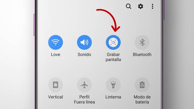 icona di registrazione dello schermo predefinita su Samsung Galaxy a