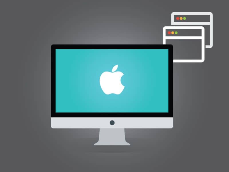 sfondo dello schermo di illustrazione mela blu sfondo grigio 