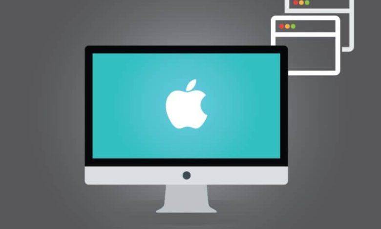 sfondo dello schermo di illustrazione mela blu sfondo grigio