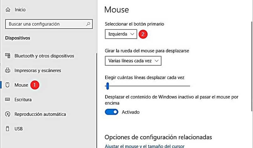 impostazioni del mouse per mancini in Windows