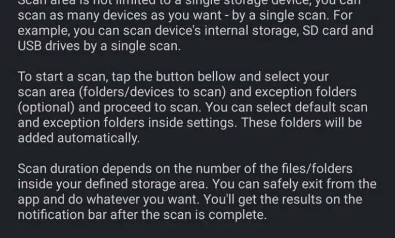 scanner per la pulizia delle cartelle Android