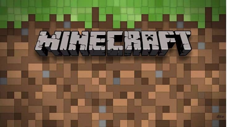 logo minecraft sul blocco terra