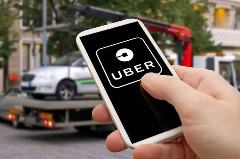 uber logo schermo mobile tiratore a mano
