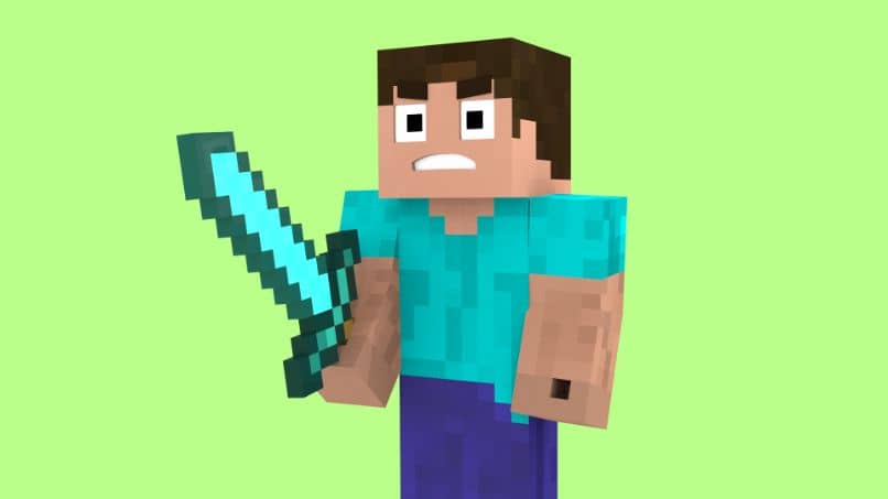 Minecraft personaggio di Steve con spada di diamante