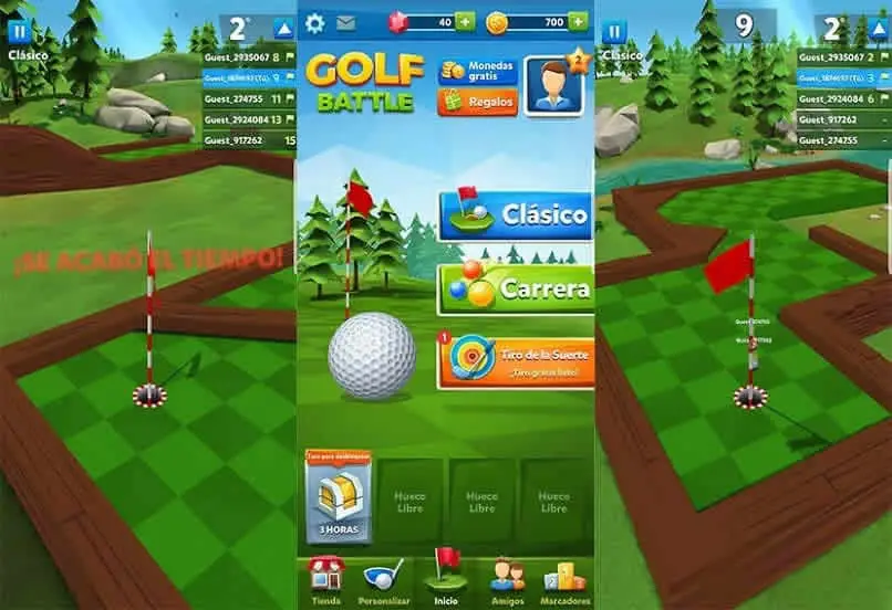 modalità di gioco nell'app battaglia di golf