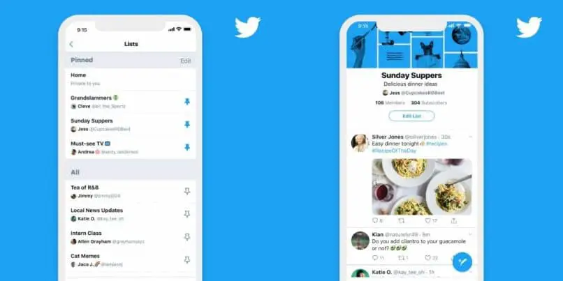 applicazione mobile twitter sfondo blu