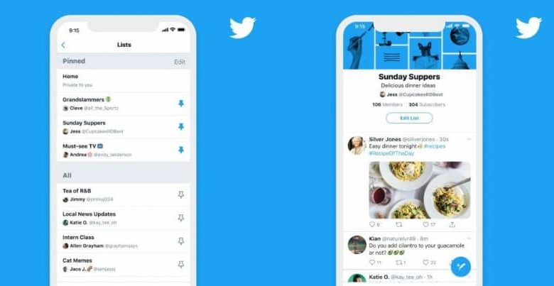 applicazione mobile twitter sfondo blu