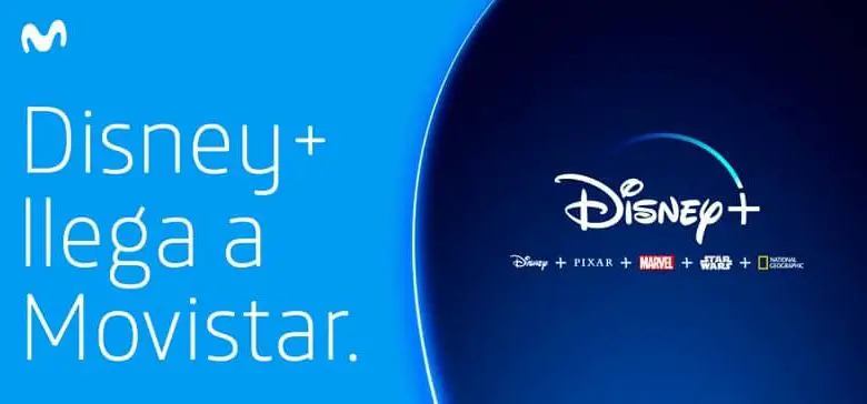due tonalità di blu che indicano il benvenuto di Disney plus a movistar